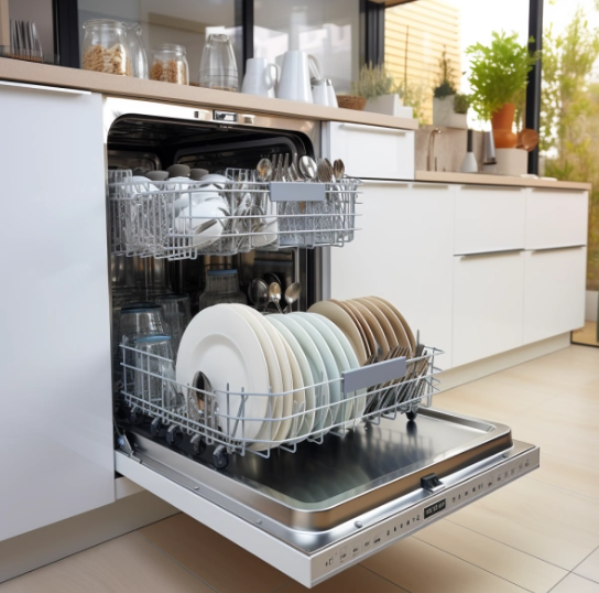 Modern energy-efficient dishwasher.