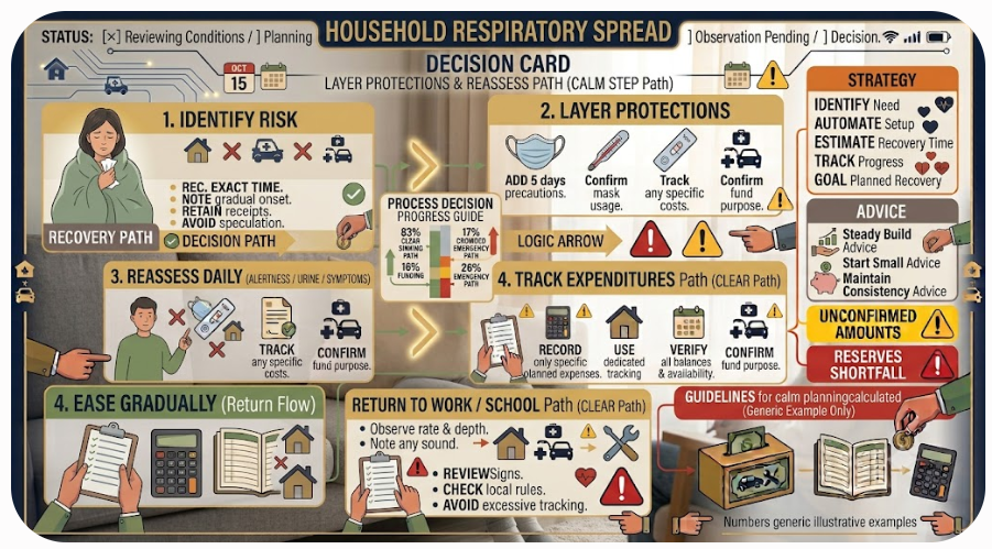 Four-stage household plan for identifying risk, layering protections, reassessing, and adjusting precautions.