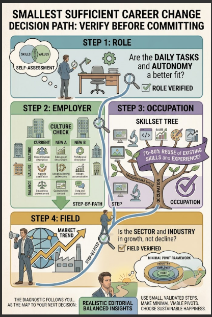 Decision path matching recurring career problems to the smallest sufficient level of change.