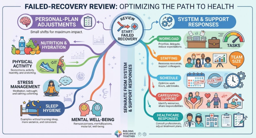 A review routes failed recovery toward the condition that prevented it.