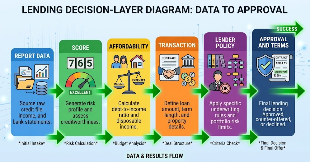 Layers that contribute to a lender’s approval and pricing decision.