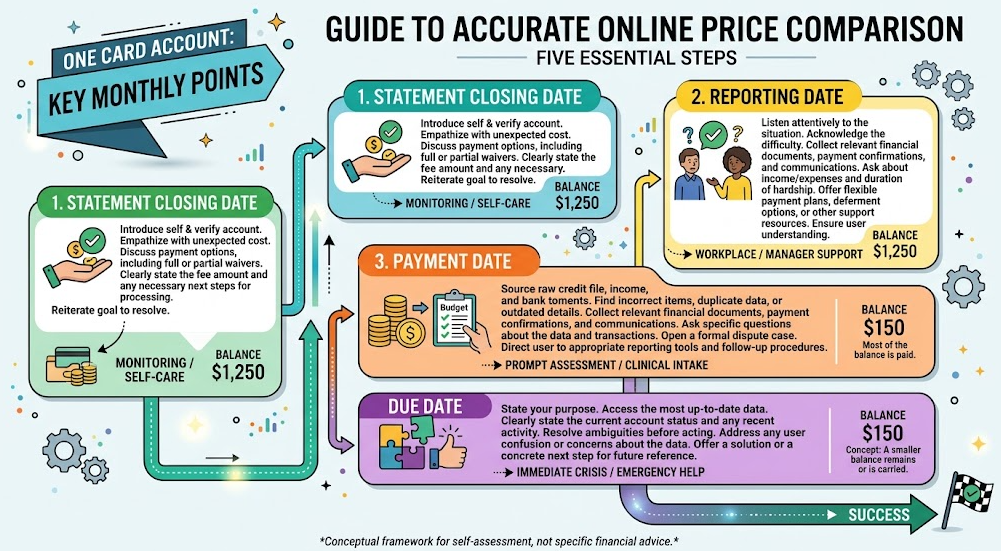 A five-step checklist helps shoppers compare online prices under consistent conditions.