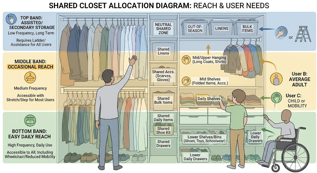 Shared closet allocation diagram