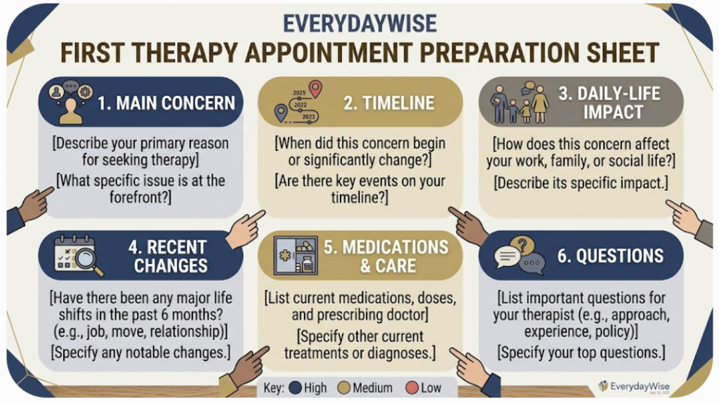 Firtst Therapy Appointment Preparation Sheet