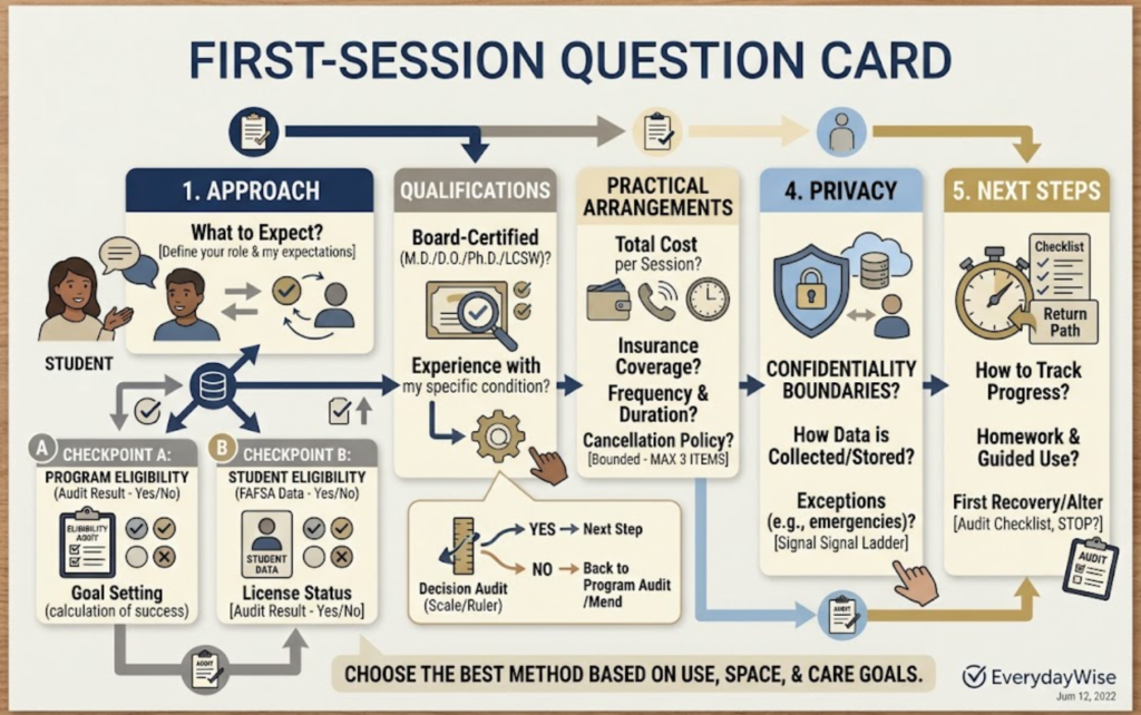 Approach, qualifications, practical arrangements, privacy, and next steps