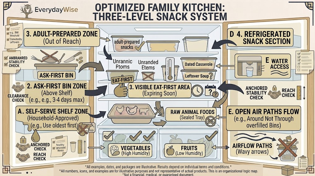 How to Create a Snack Station - A family snack system separates self-serve, ask-first, and adult-prepared foods.