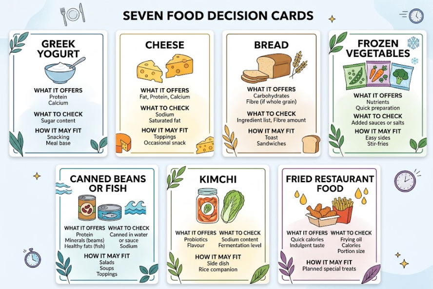 Seven familiar processed foods are compared by benefits, label checks, and possible roles in meals.